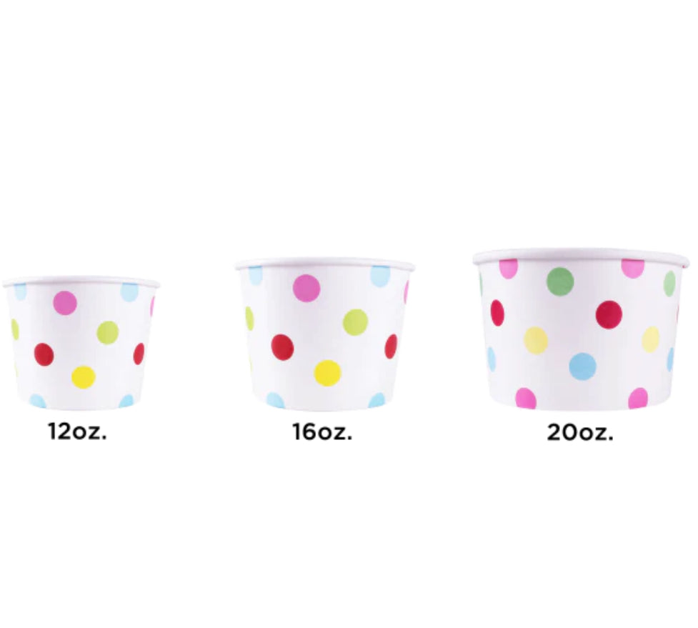 12oz Double Poly Paper Hot/Cold Food Cups (100mm), Dots - 1,000 pcs