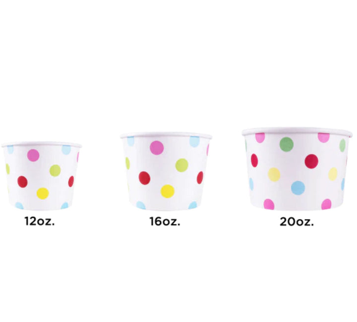 12oz Double Poly Paper Hot/Cold Food Cups (100mm), Dots - 1,000 pcs