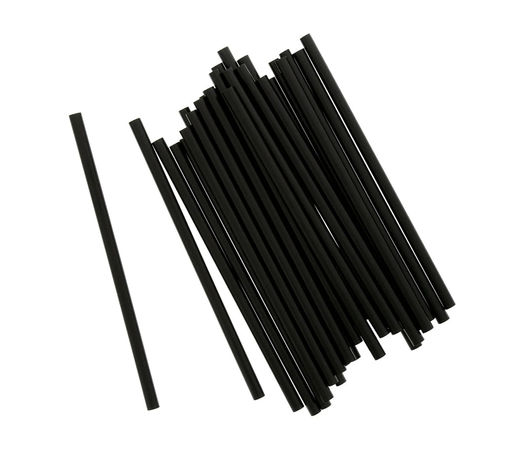 Jumbo Straws, 5.75", Black ,Unwrapped - 12,500 pcs