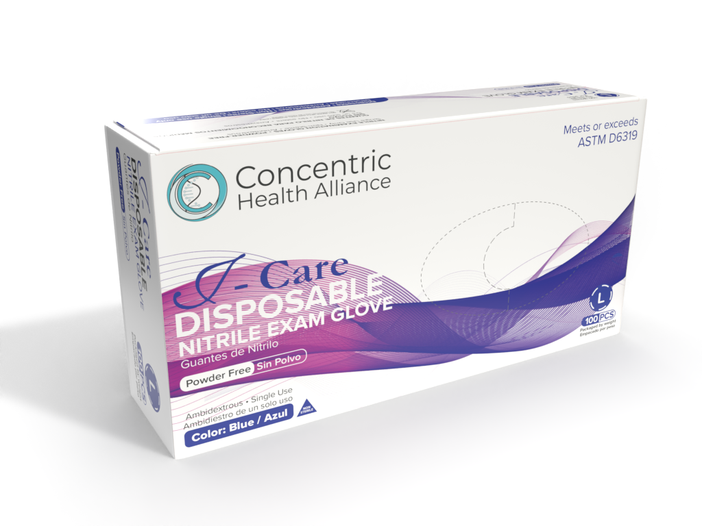 CHA J-Care Nitrile Exam Gloves - Blue