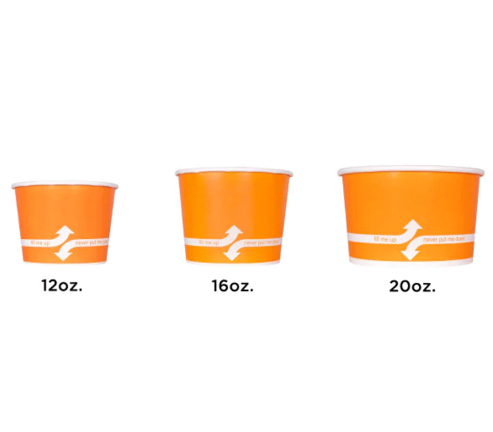 12oz Double Poly Paper Hot/Cold Food Cups (100mm), Orange - 1,000 pcs