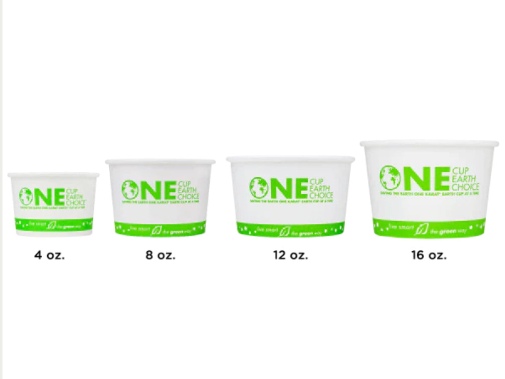 12oz Eco-Friendly Paper Food Cups (114.6mm), White/Eco Print - 500 pcs