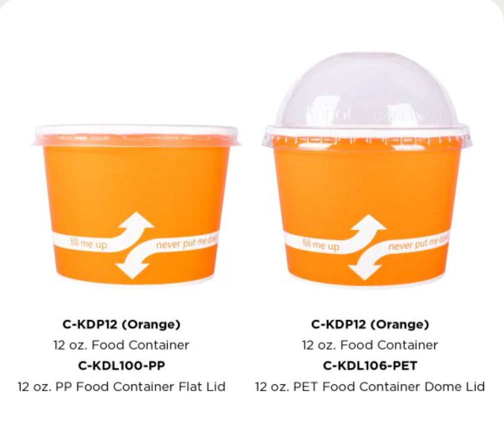 12oz Double Poly Paper Hot/Cold Food Cups (100mm), Orange - 1,000 pcs