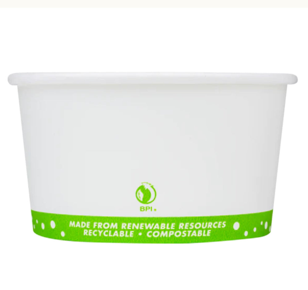 12oz Eco-Friendly Paper Food Cups (114.6mm), White/Eco Print - 500 pcs