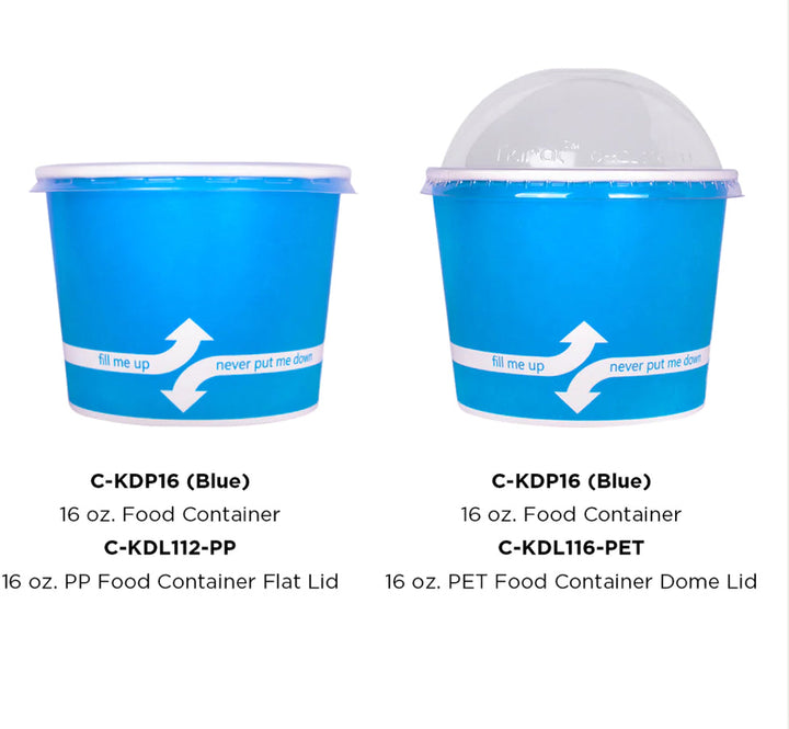 16 oz Double Poly Paper Food Container, Blue, (112mm) - 1000 Pcs