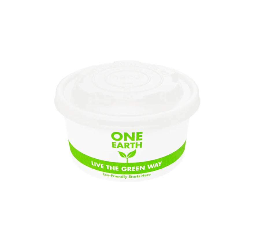 6oz Eco-Friendly Paper Food Cups (90.8mm), White/Eco Print - 1,000 pcs