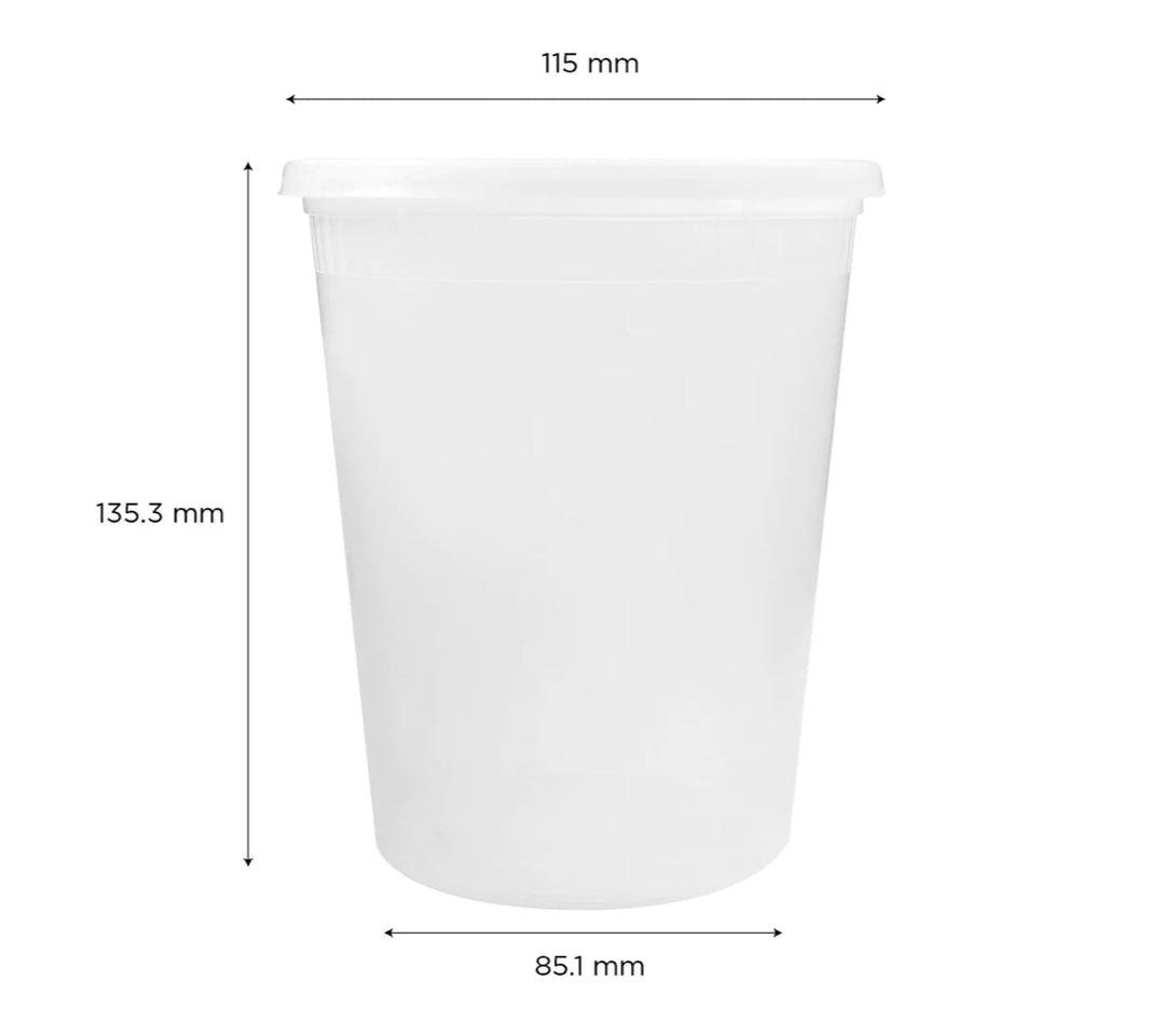 32oz PP Clear Plastic Injection Molded Deli Containers & Lids (117mm) - 240 sets