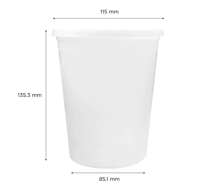 32oz PP Clear Plastic Injection Molded Deli Containers & Lids (117mm) - 240 sets
