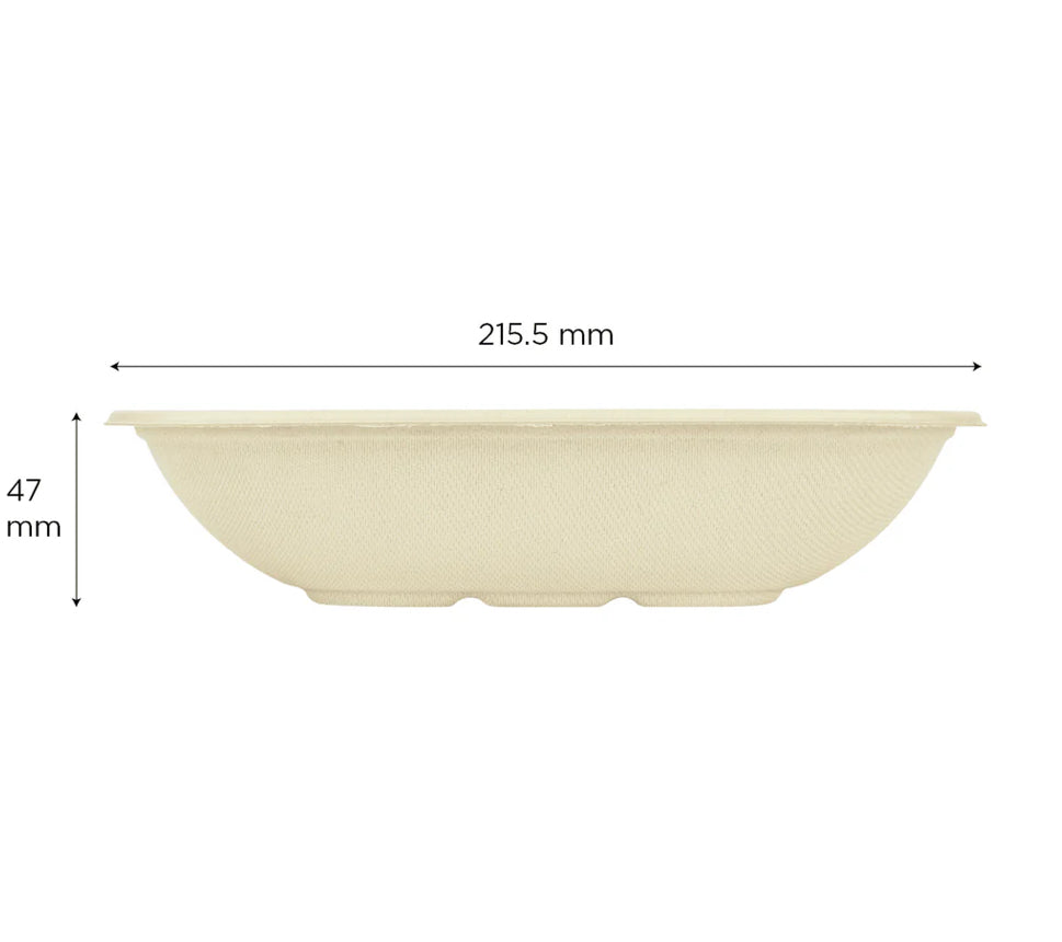 32oz PFAS Free Eco-Friendly Bagasse Square Bowl, Natural - 300 pcs