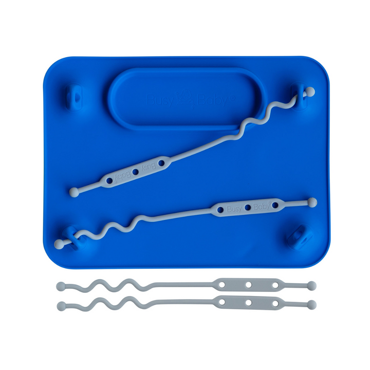 Alfombra de silicona de bebé ocupada con correas de juguete