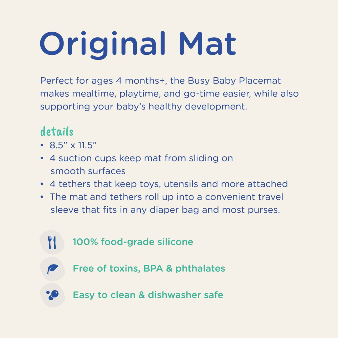 Alfombra de silicona de bebé ocupada con correas de juguete