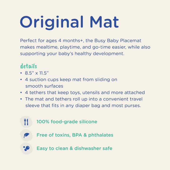 Alfombra de silicona de bebé ocupada con correas de juguete