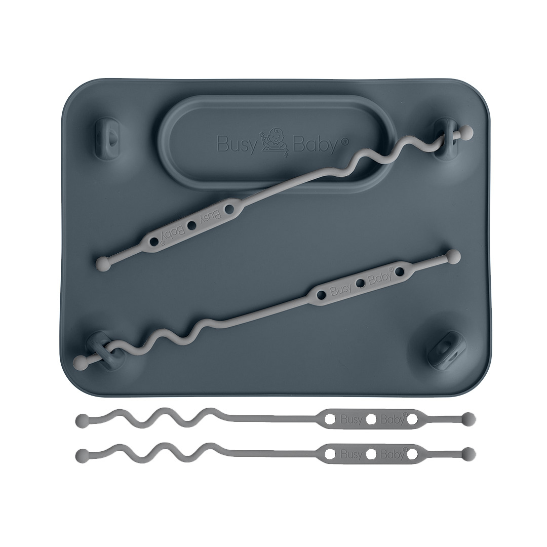 Alfombra de silicona de bebé ocupada con correas de juguete